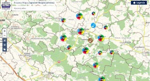 Mapa powiatu Namysłowskiego wraz z naniesionymi zagrożeniami.