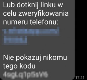 Zdjęcie wiadomości tekstowej z telefonu komórkowego, z fałszywym linkiem do złośliwej aplikacji kradnącej pieniądze z konta bankowego.